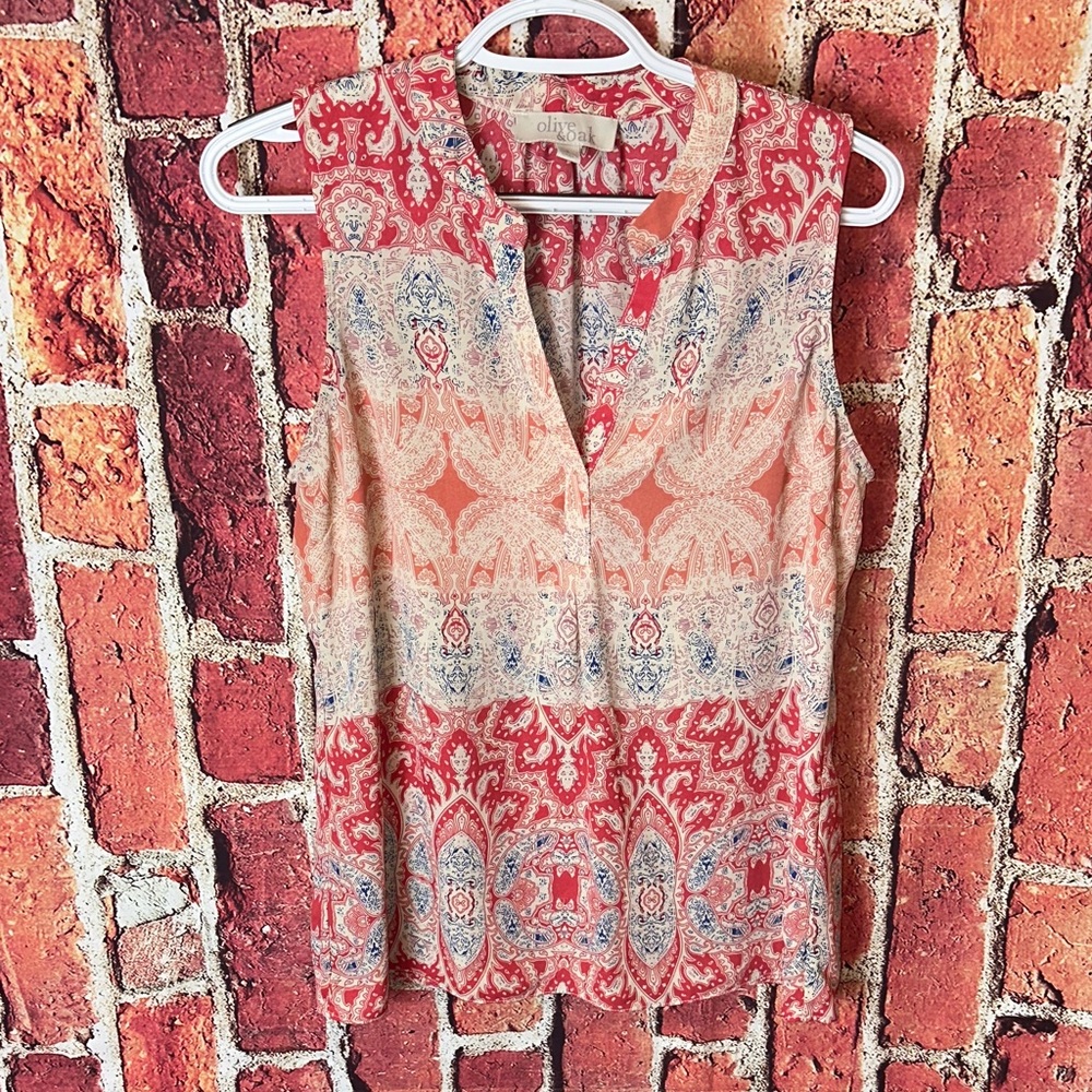 Olive & Oak Women's Small Paisley Sleeveless women Blouse